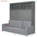 Queen Murphy Bed with Sofa 2 in 1 Design, Storage Solutions & Dual Piston Mechanism
