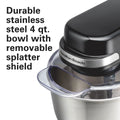 Hamilton Beach 4 Quart Stand Mixer for Kitchen, 7 Speeds, Tilt Head, Dough Hook, Whisk & Flat Beater, White