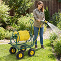Portable Garden Hose Reel Cart Holds 300FT of 5/8" Large Capacity, Heavy Duty Metal Hose Cart with 4 Wheels & Storage Basket for Lawn Yard