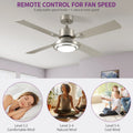 Dextrus 52'' Ceiling Fan with Light and Remote Control, 6 Speeds, 5 Timer Settings, and Dual Finish Blades (Nickel)