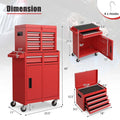 2 in 1 Rolling Tool Chest, 5-Drawer Tool Storage Cabinet with Wheels, Adjustable Shelf, Tool Box Organizer for Garage Warehouse Workshop