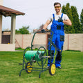Garden Hose Reel Cart Holds 230FT of 5/8" Hose, Heavy Duty Hose Cart with 2 Wheels & Storage Basket, Portable Water Hose Organizer for Yard