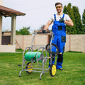 Garden Hose Reel Cart Holds 230FT of 5/8" Hose, Heavy Duty Hose Cart with 2 Wheels & Storage Basket, Portable Water Hose Organizer for Yard