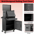 2 in 1 Rolling Tool Chest, 5-Drawer Tool Storage Cabinet with Wheels, Adjustable Shelf, Tool Box Organizer for Garage Warehouse Workshop