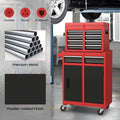 2 in 1 Rolling Tool Chest, 5-Drawer Tool Storage Cabinet with Wheels, Adjustable Shelf, Tool Box Organizer for Garage Warehouse Workshop