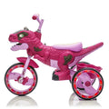 Xuanlur Kids Ride on Dinosaur Tricycle, Toddlers Kid Trike with Wide Flash Wheels, Anti Slip Pedals, Rear Basket, Music & LED Lights, Toddler Bike