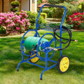 Garden Hose Reel Cart Holds 230FT of 5/8" Hose, Heavy Duty Hose Cart with 2 Wheels & Storage Basket, Portable Water Hose Organizer for Yard