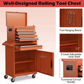 2 in 1 Rolling Tool Chest, 5-Drawer Tool Storage Cabinet with Wheels, Adjustable Shelf, Tool Box Organizer for Garage Warehouse Workshop