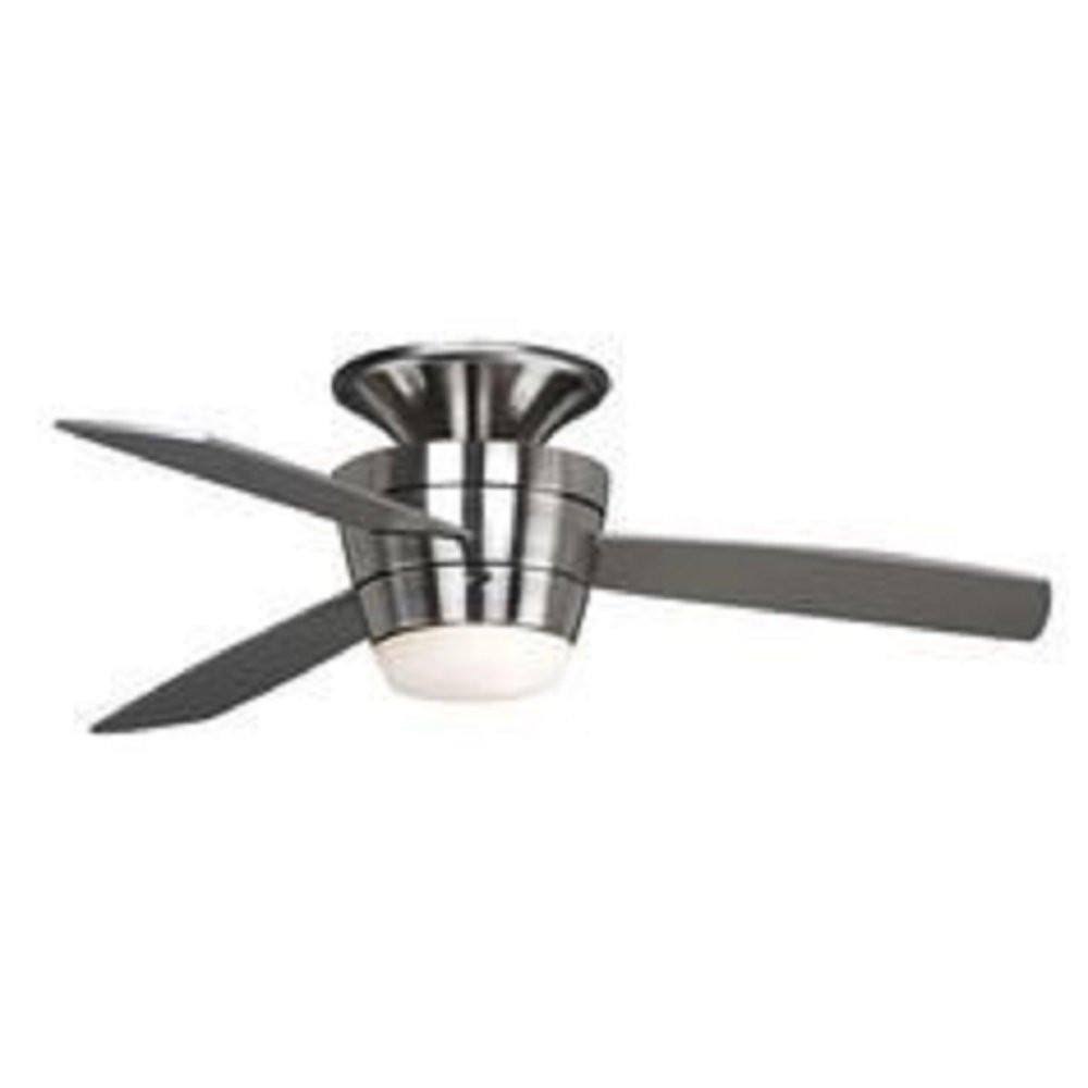 Harbor Breeze Mazon 44 in Brushed Nickel Flush Mount Indoor Ceiling Fan with Light Kit and Remote (3 Blade)