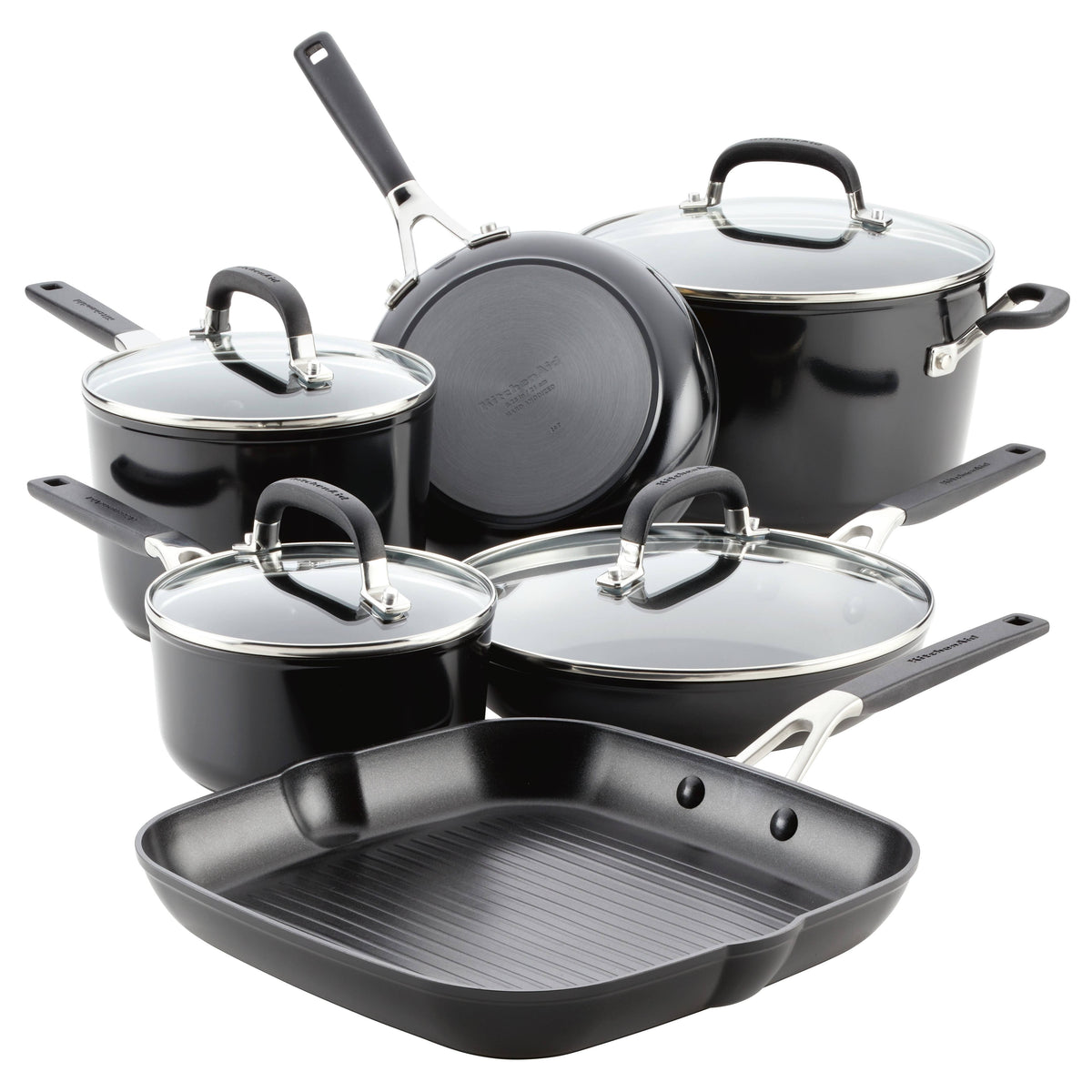 Kitchenaid Cookware Set, Nonstick, Hard Anodized, Onyx Black