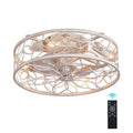 QHTX 18 Inch White Vintage Caged Ceiling Fan with Remote Control