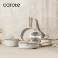 Carote Nonstick Cookware Set 21-Piece, Kitchen Pots and Pans Set, Stay Cool Handles, Induction Compatible, Cookware Set for RV and Camping, Beige