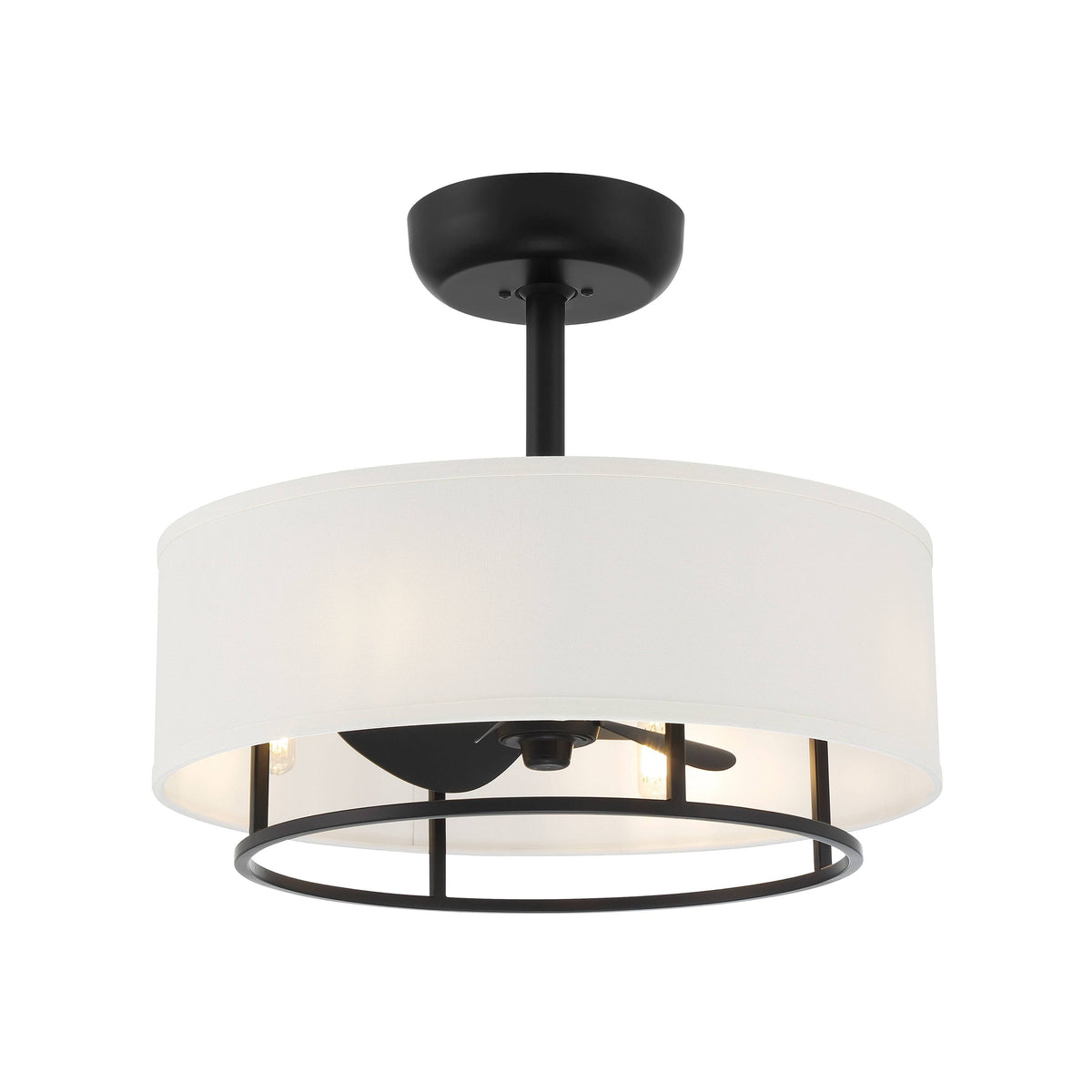 Kaiti 20 inch Drum Shade Ceiling Fan with Remote Control and Dimmable Lights Matte Black